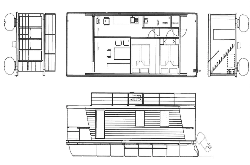 Deckplan Hausboot Wanda — Raumaufteilung und Grundriss